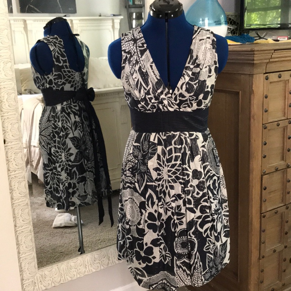 Size 2 Eva Franco navy and white dress